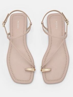 PEDRO Shoes - Lia Toe Ring Sandals (Nude, Size 35 / US 6)